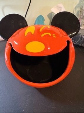 Disney Orange & Black Mickey Pumpkin Candy Bowl with Teal Stem